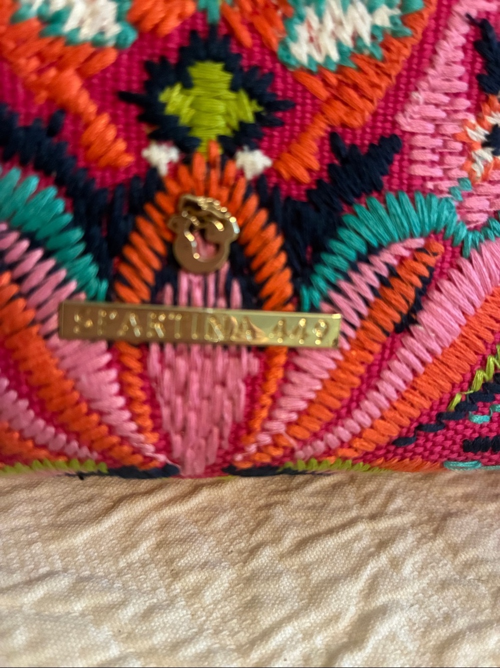 Spartina 449 Embroidered Hot Pink Women’s Shoulder Bag - Picture 3 of 8